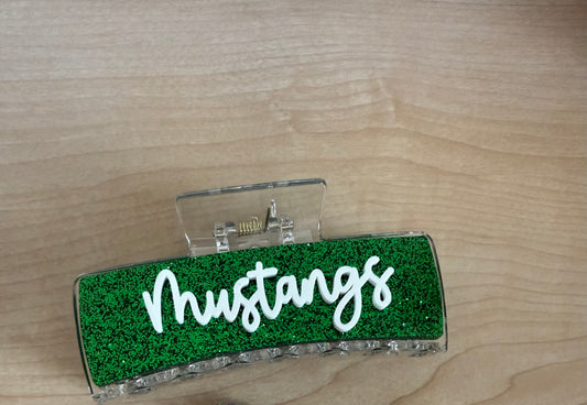 Glitter Mustangs Claw Clip