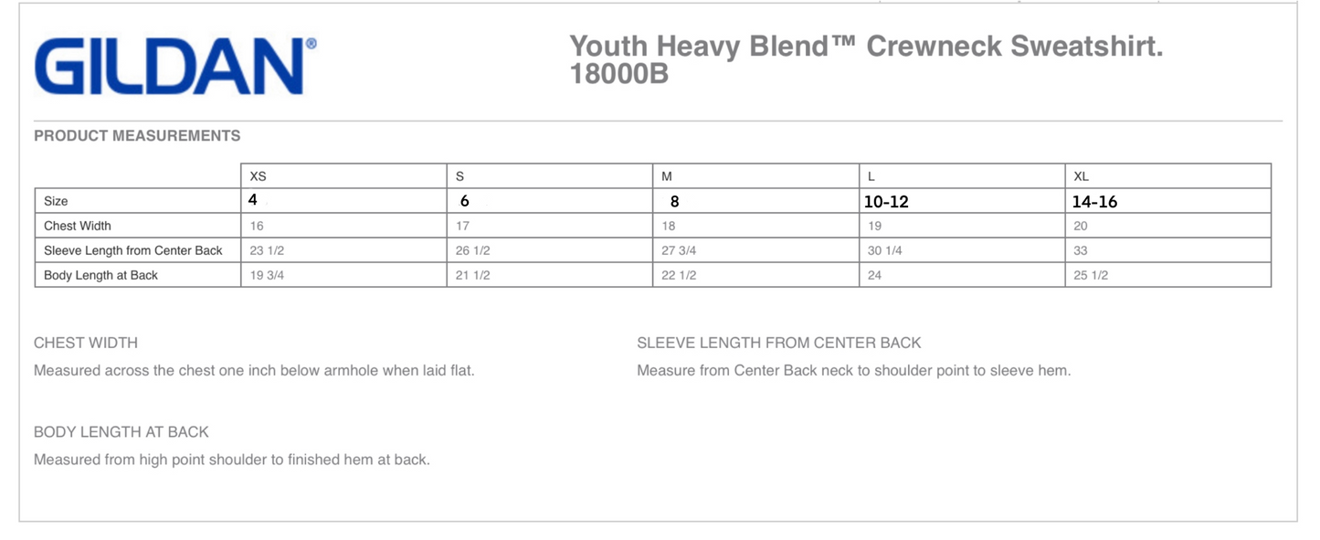 YOUTH Gildan Heavy Blend Crew Sweatshirt