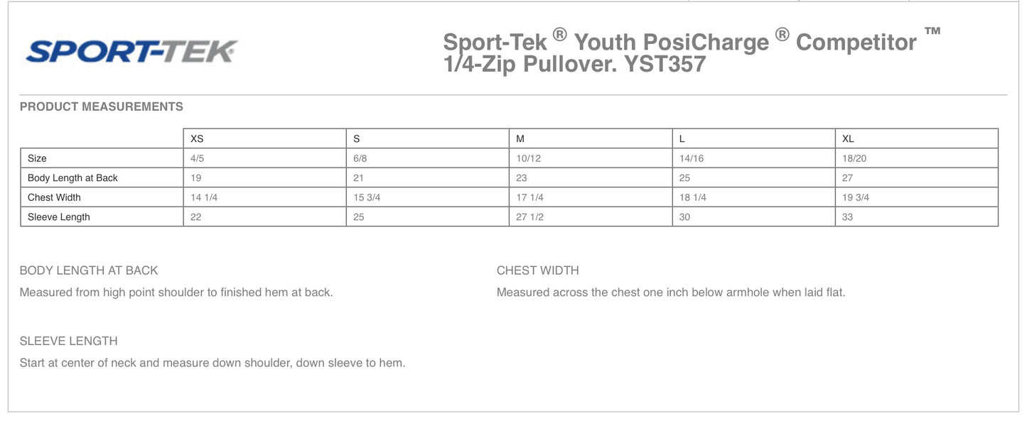 YOUTH Sport Tek Posi-Charge 1/4 Zip Pullover