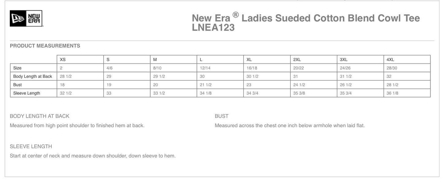 Ladies New Era Cotton Blend Cowl Tunic