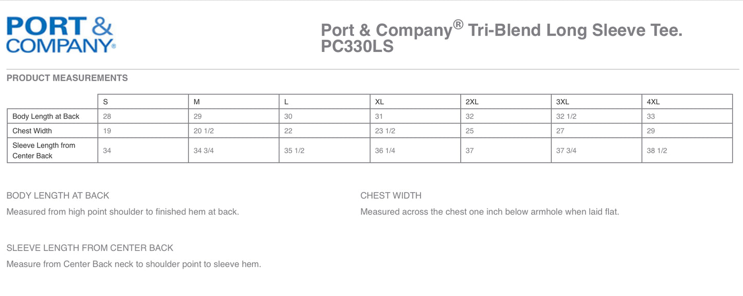 Adult Port & Co Black Tri-Blend Long Sleeve Tee: Design 5