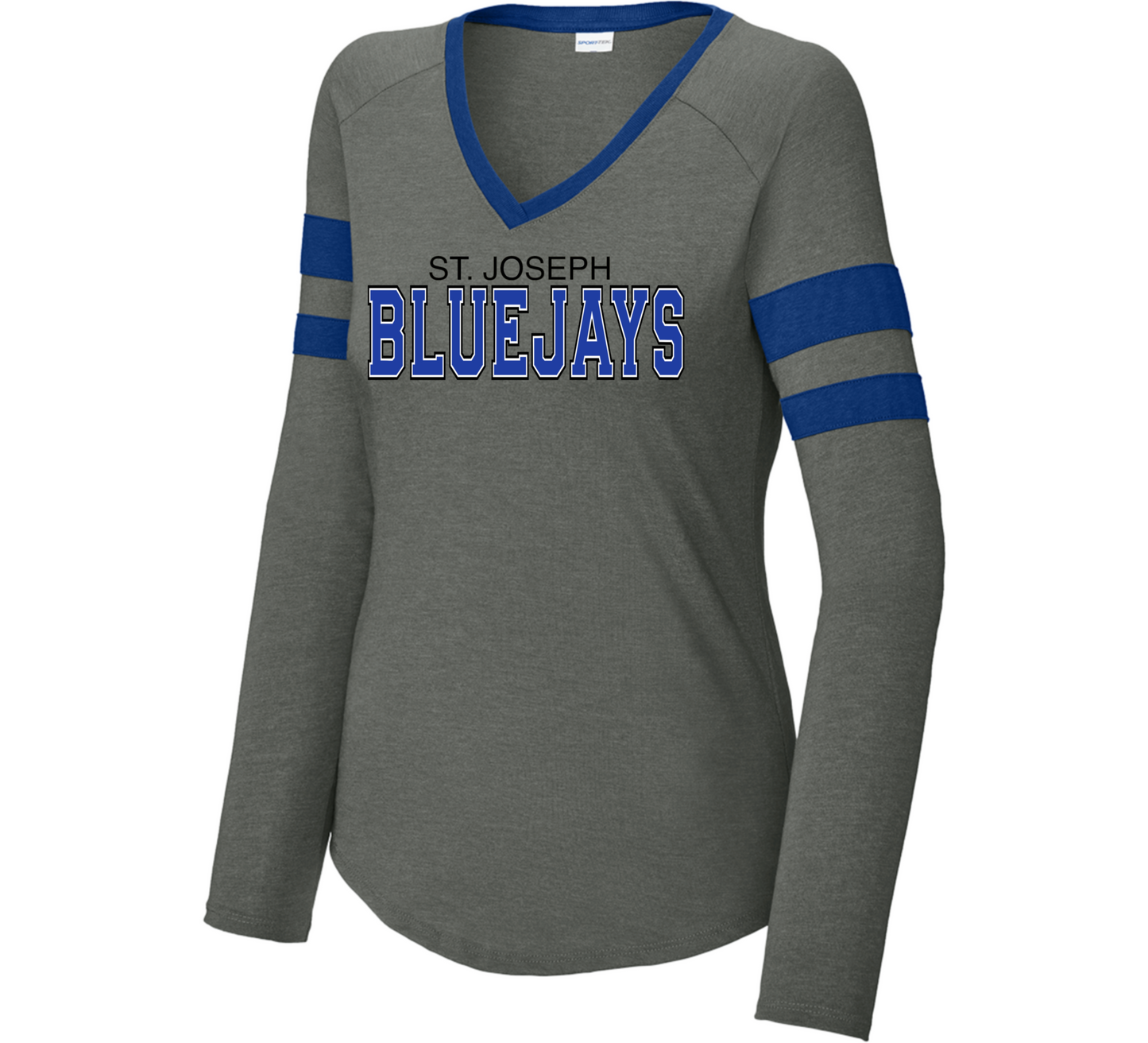 Ladies Sport Tek Halftime Stripe Long Sleeve V-Neck
